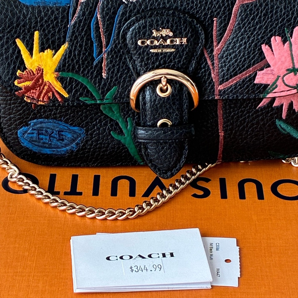 Coach Black Crossbody Bag with Floral Design - Picture 3 of 10